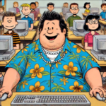 Picture of computer teacher in front of a class