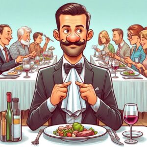 a picture of a man eating at a restaurant